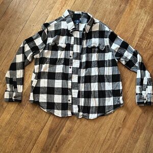 George Black and White Plaid Flannel Men's Shirt - 2XL